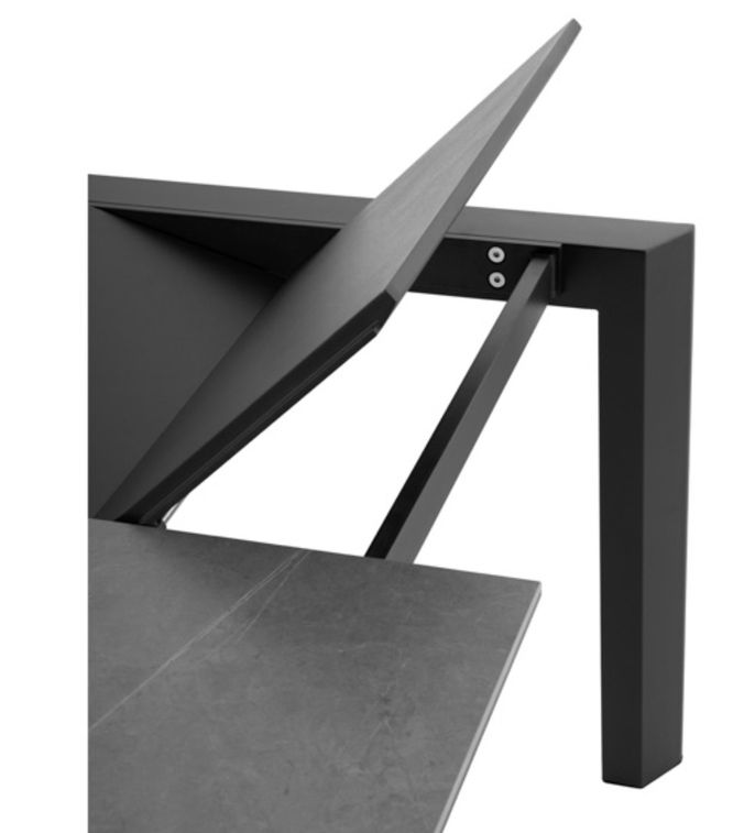 Table rectangulaire extensible plateau porcelaine et pieds métal intérieur ou extérieur Spanila - Photo n°3