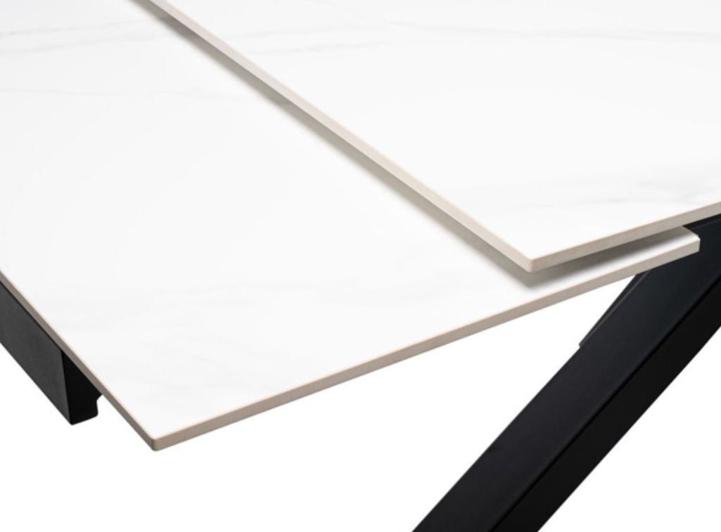 Table rectangulaire extensible plateau porcelaine et pieds métal noir Slika - Photo n°9