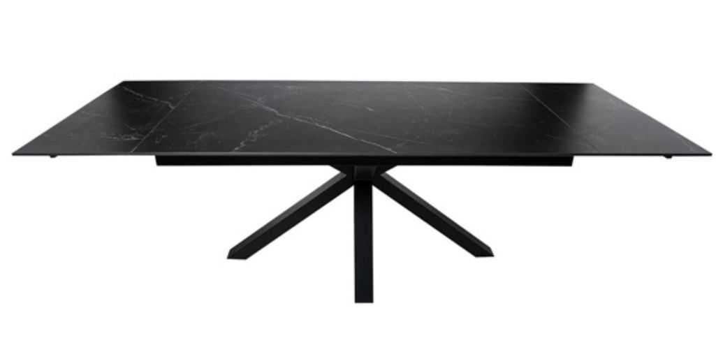 Table rectangulaire extensible plateau porcelaine et pieds métal noir Slika - Photo n°2