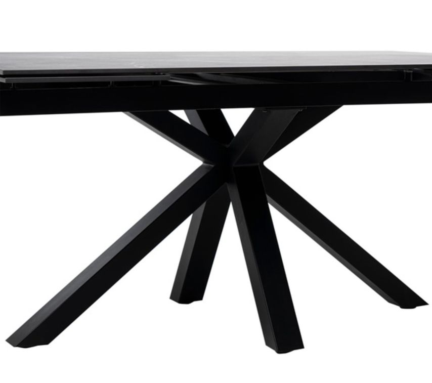 Table rectangulaire extensible plateau porcelaine et pieds métal noir Slika - Photo n°4