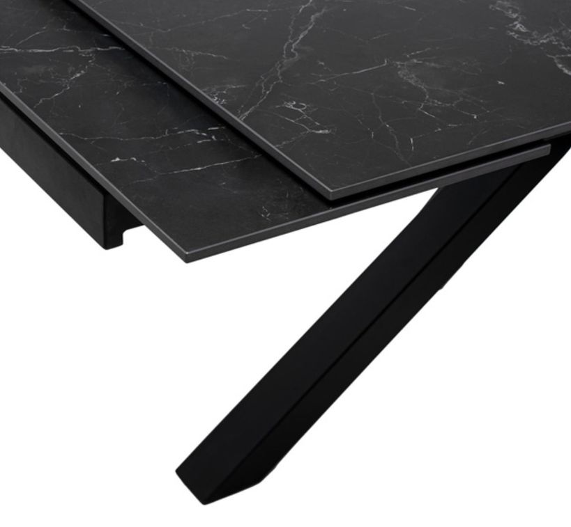 Table rectangulaire extensible plateau porcelaine et pieds métal noir Slika - Photo n°5