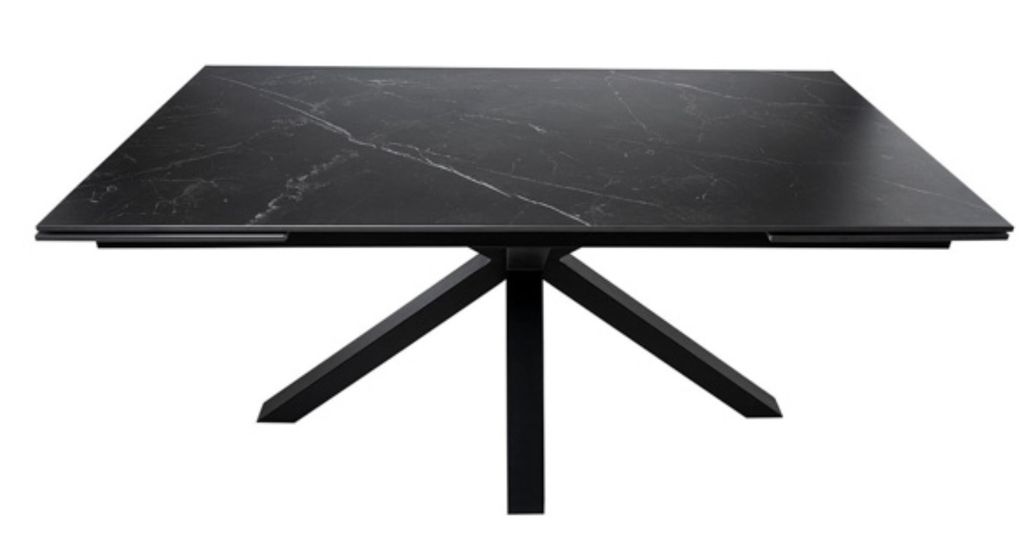 Table rectangulaire extensible plateau porcelaine et pieds métal noir Slika - Photo n°6