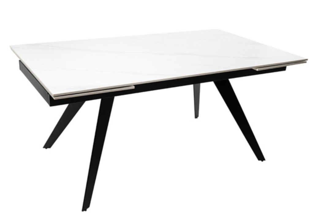 Table rectangulaire extensible plateau porcelaine et pieds métal noir Slika - Photo n°7