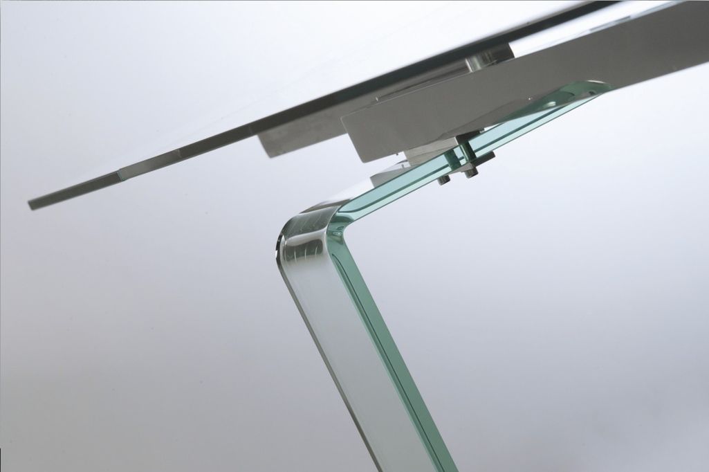 Table rectangulaire extensible verre trempé transparent Angel 160/240 cm - Photo n°4