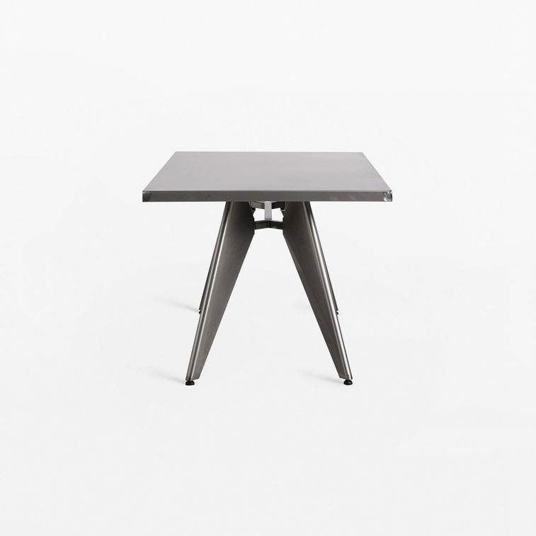 Table rectangulaire industrielle acier brossée Kontoir 150 cm - Photo n°6