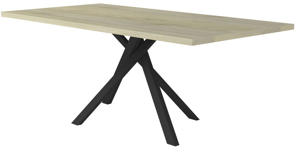 Table rectangulaire métal noir et plateau bois clair Rosie - Photo n°1