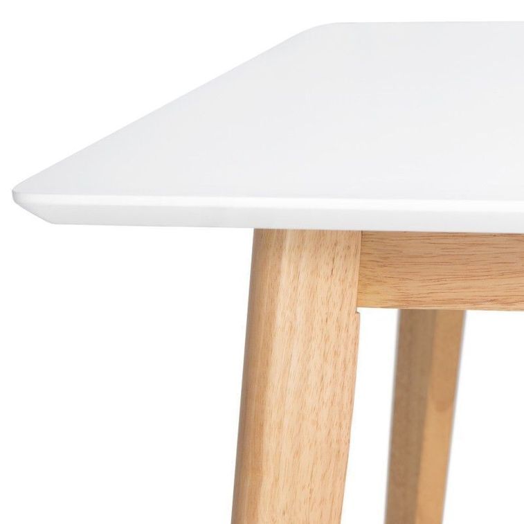 Table rectangulaire scandinave blanc brillant et pieds bois clair Askin 140 cm - Photo n°3