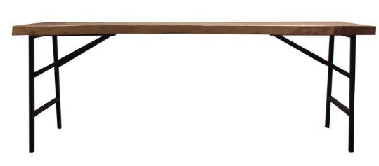 Table rectangulaire style industriel bois tropical massif foncé et noir Gireg - Photo n°2