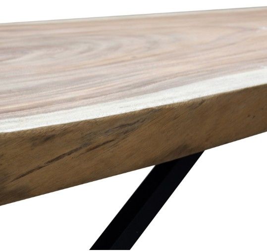 Table rectangulaire style industriel bois tropical massif foncé et noir Gireg - Photo n°3
