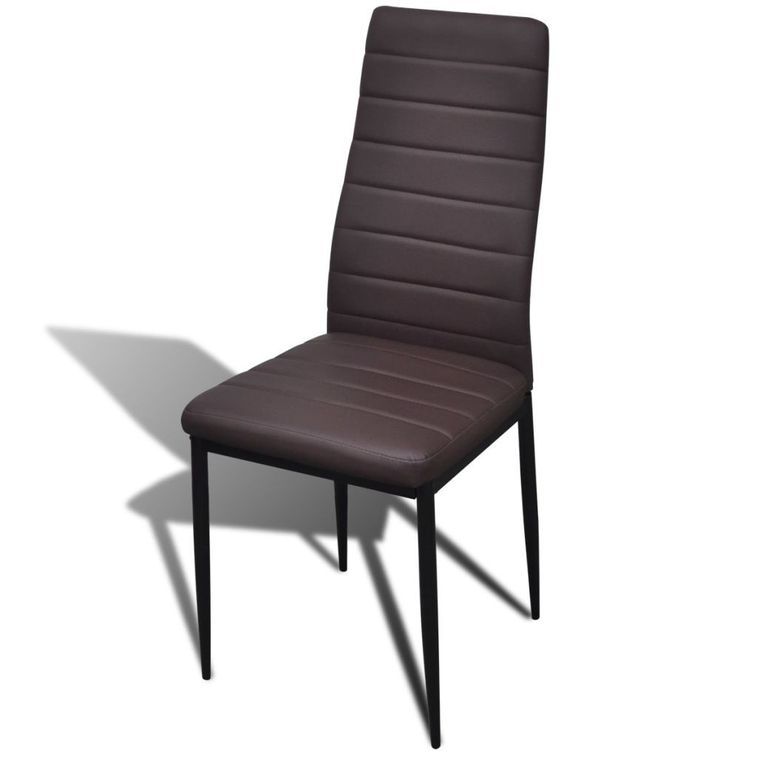 Table rectangulaire verre trempé et 4 chaises simili marron Blubo - Photo n°3