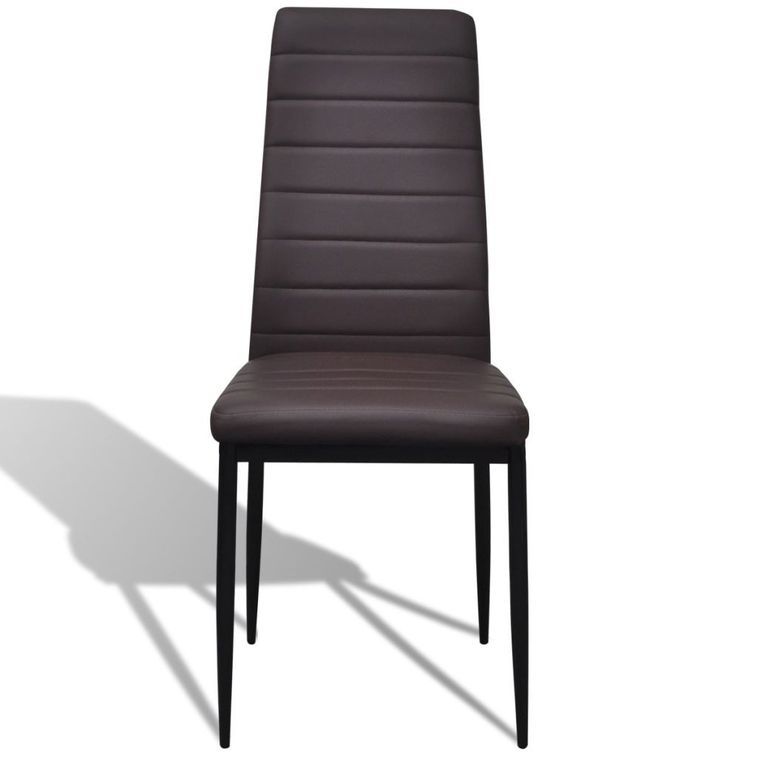 Table rectangulaire verre trempé et 4 chaises simili marron Blubo - Photo n°4