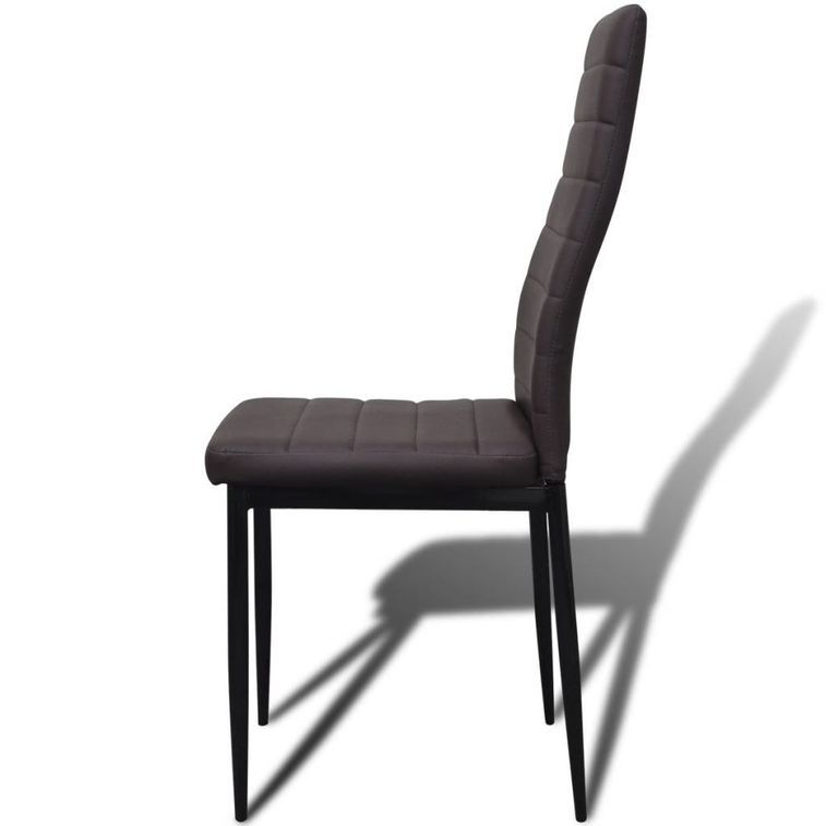 Table rectangulaire verre trempé et 4 chaises simili marron Blubo - Photo n°5