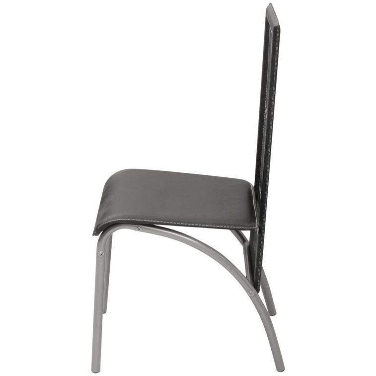 Table rectangulaire verre trempé noir et 4 chaises simili noir Vicka - Photo n°5