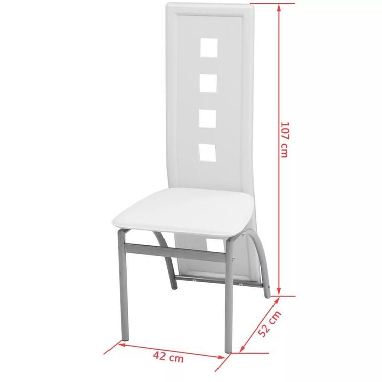 Table rectangulaire verre trempé noir et 6 chaises simili blanc Vamier - Photo n°7