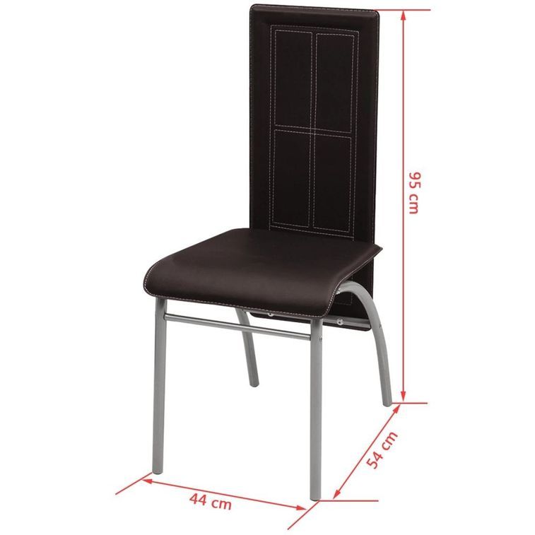 Table rectangulaire verre trempé noir et 6 chaises simili marron Vicka - Photo n°7