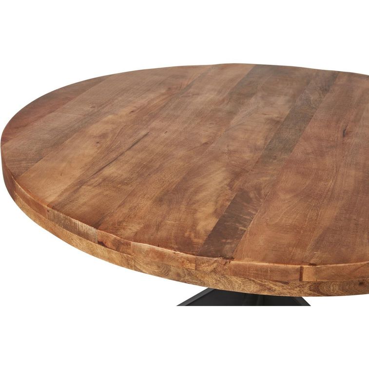 Table ronde 120 cm bois massif acacia naturel et pieds croisés acier noir Vintal - Photo n°3