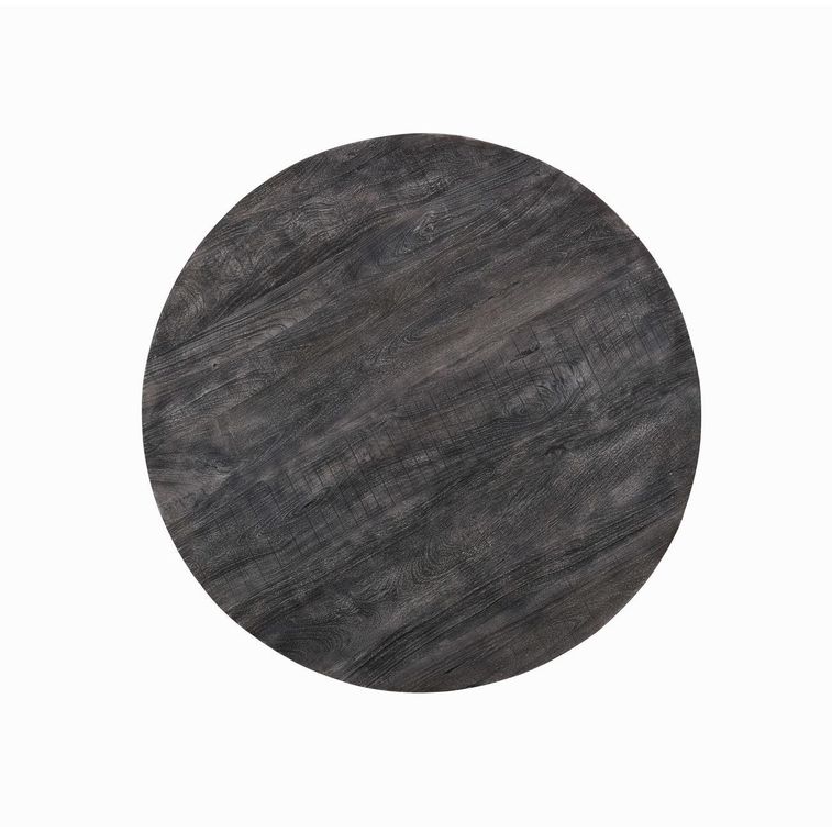 Table ronde 120 cm bois massif gris et pieds métal mat gris Vintal - Photo n°6