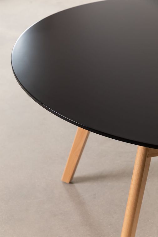 Table ronde 120 cm scandinave noir et pieds bois clair Bristol - Photo n°4
