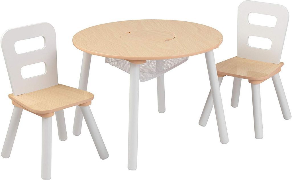 Table ronde 2 chaises blanc et naturel Kidkraft 27027 - Photo n°1