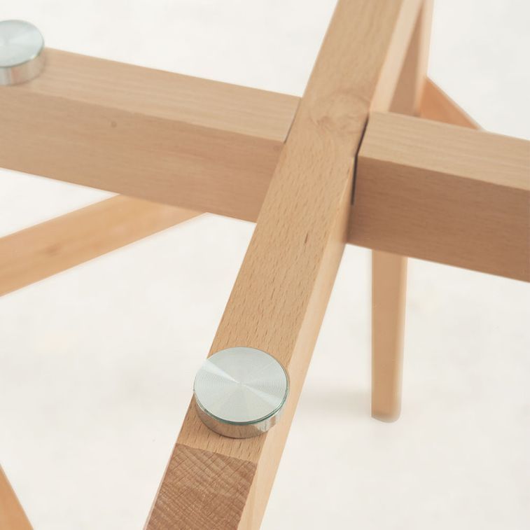 Table ronde 80 cm scandinave verre trempé et pieds bois naturel Bristol - Photo n°4