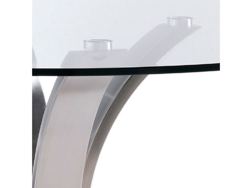 Table ronde acier poli et verre trempé Majestua 100 cm - Photo n°4