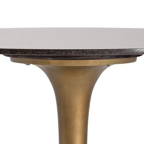 Table ronde art déco marbre noir et acier doré Perko - Photo n°4