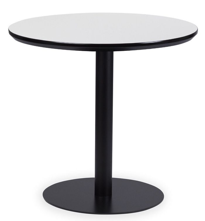 Table ronde bois blanc mate et pied acier noir Kofy 80 cm 2 - Photo n°1