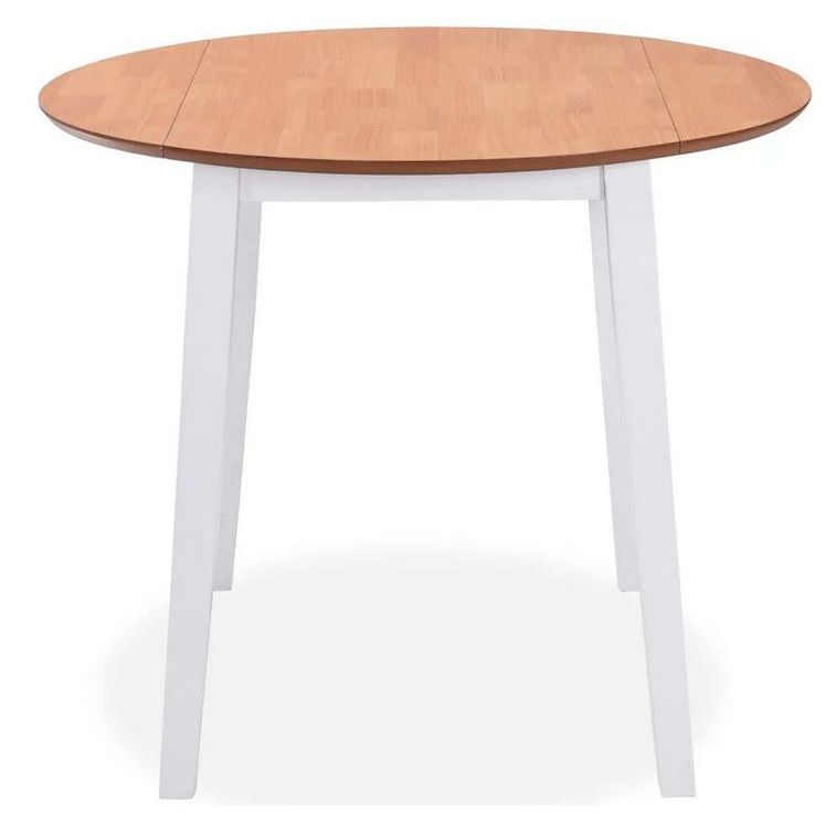 Table ronde bois clair et pieds hévéa massif blanc Verco D 90 cm - Photo n°2