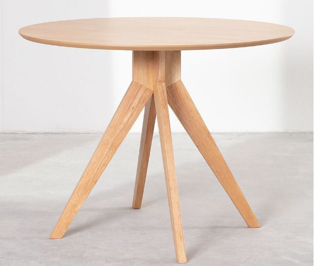 Table ronde bois d'hévéa naturel Kiten 100 cm - Photo n°1