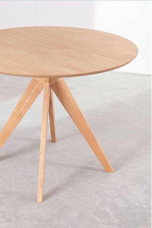 Table ronde bois d'hévéa naturel Kiten 100 cm - Photo n°4