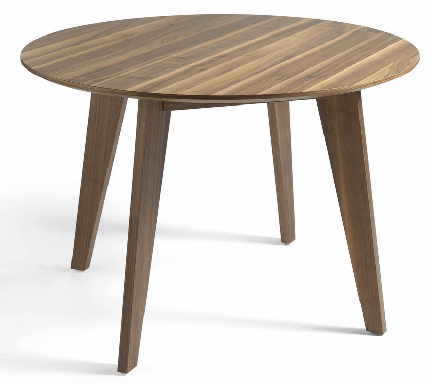 Table ronde contemporaine bois plaqué Noyer Roka 120 - Photo n°1