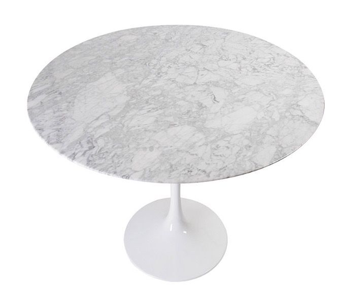 Table à Manger Ronde marbre Pied Chrome. ANIA RONDE MARBRE 100 cm Leana