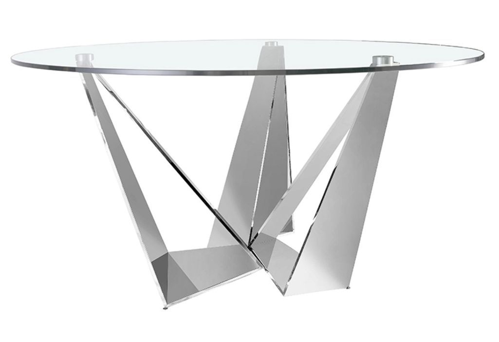 Table ronde design acier chromé et verre trempé Gala - Photo n°5