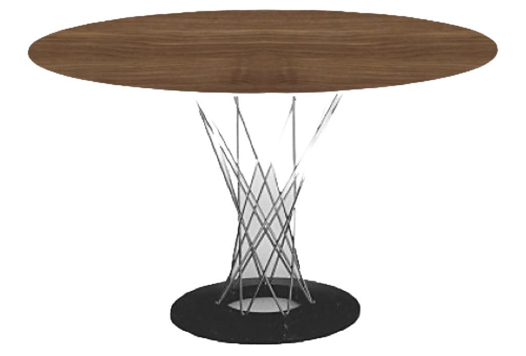 Table ronde design acier tressé et chromé et plateau en bois Kobuky 120 cm - Photo n°5