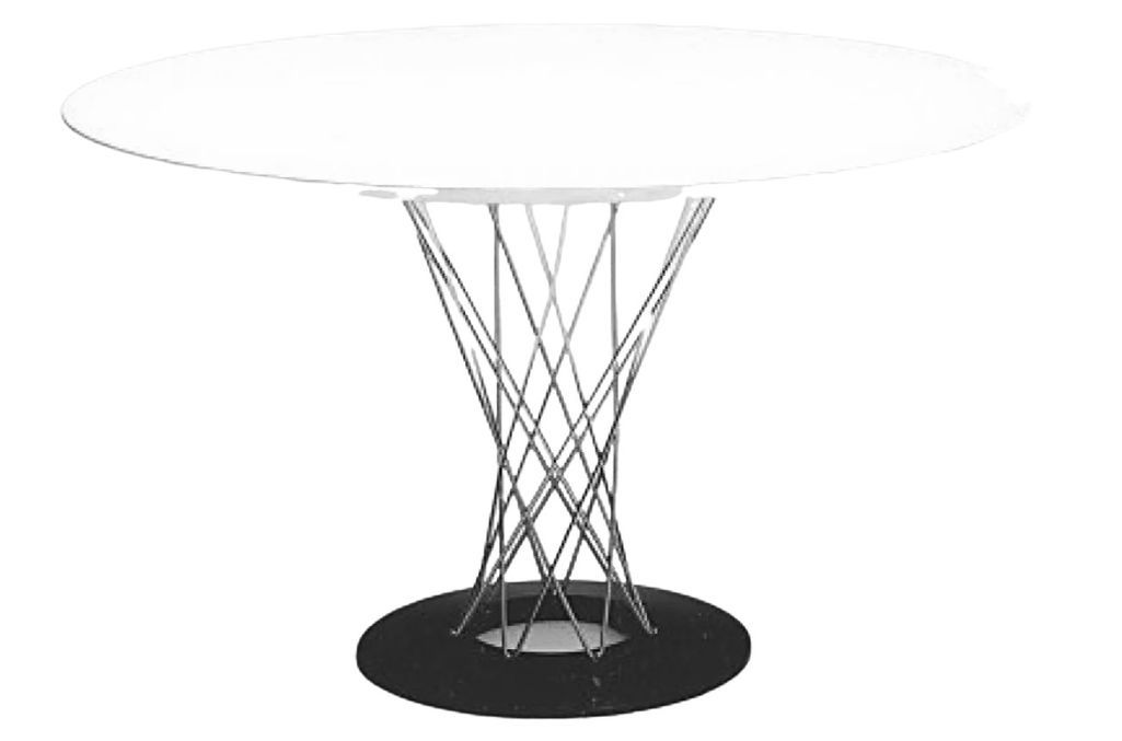 Table ronde design acier tressé et chromé et plateau en bois Kobuky 120 cm - Photo n°1