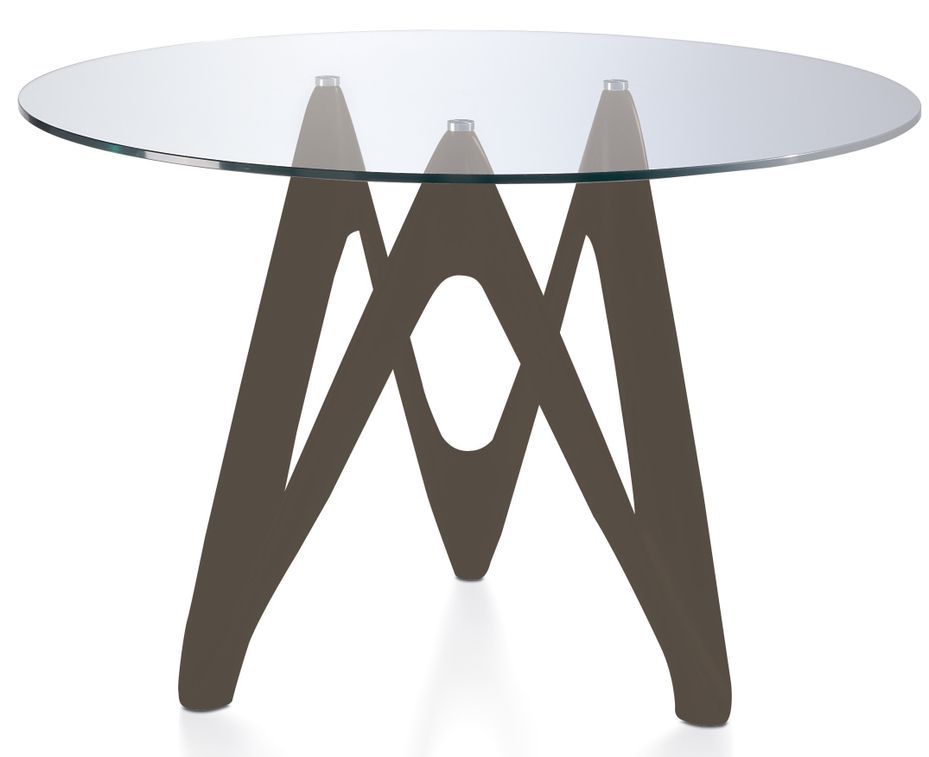 Table ronde design fibre de verre laqué marron Perla - Photo n°1