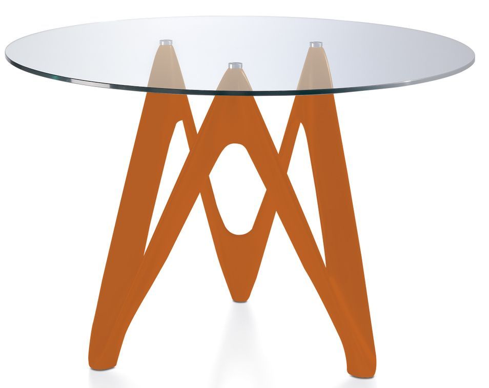 Table ronde design fibre de verre laqué orange Perla - Photo n°1