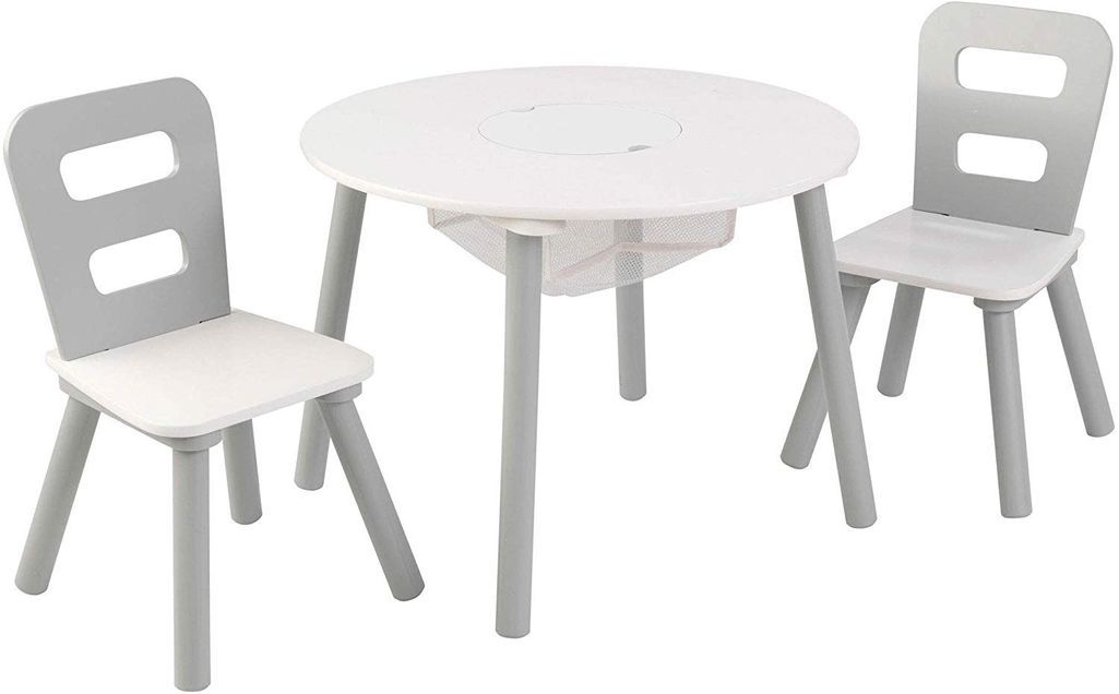 Table ronde et 2 chaises blanc et gris Kidkraft 26166 - Photo n°1