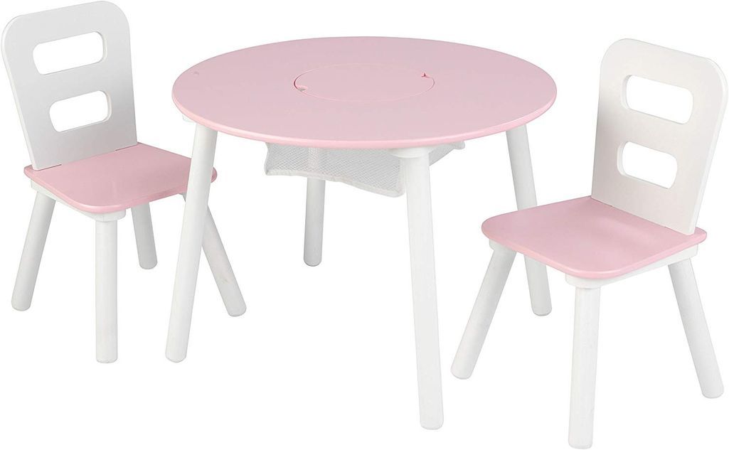 Table ronde et 2 chaises blanc et rose Kidkraft 26165 - Photo n°1