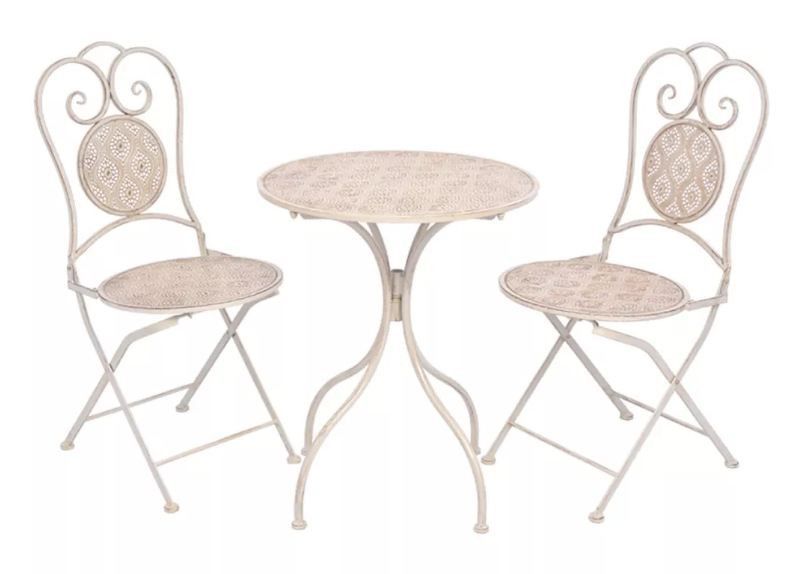 Table ronde et 2 chaises de jardin blanc Brook - Photo n°1