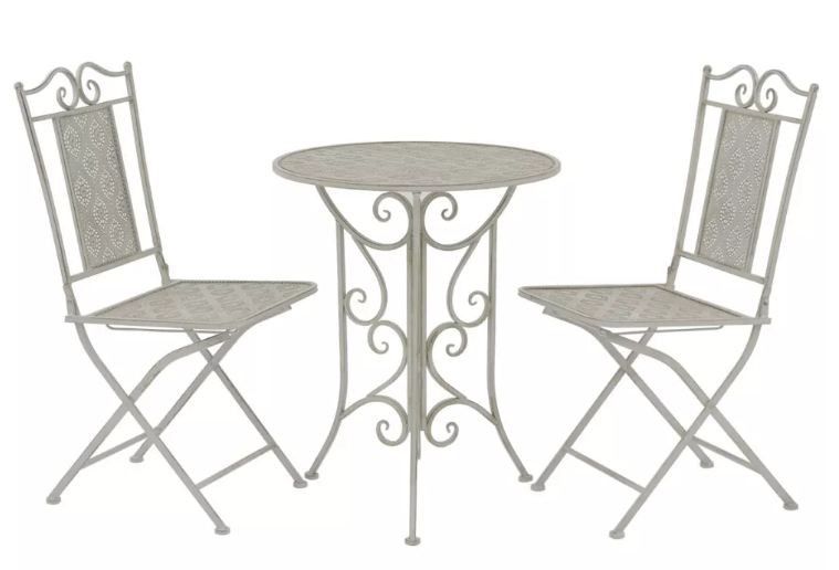 Table ronde et 2 chaises de jardin gris Break - Photo n°1