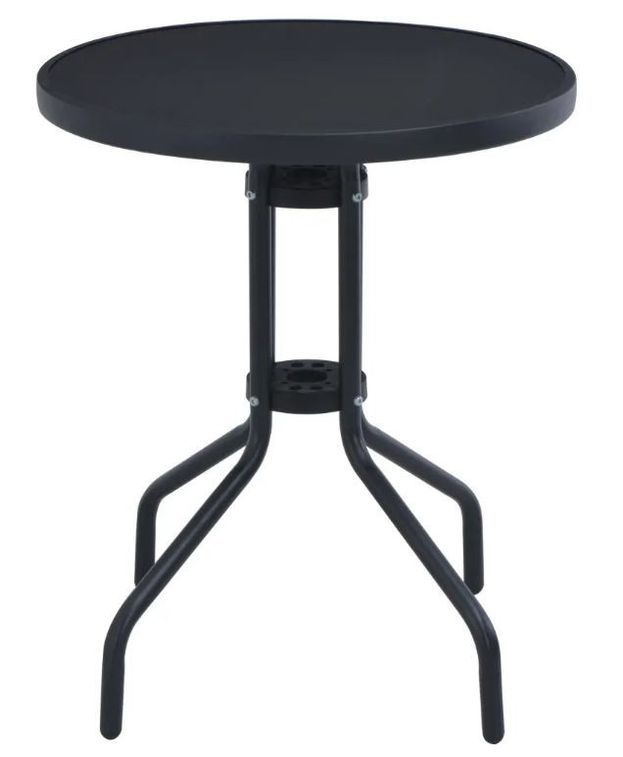 Table ronde et 4 chaises de jardin métal noir Groove - Photo n°6