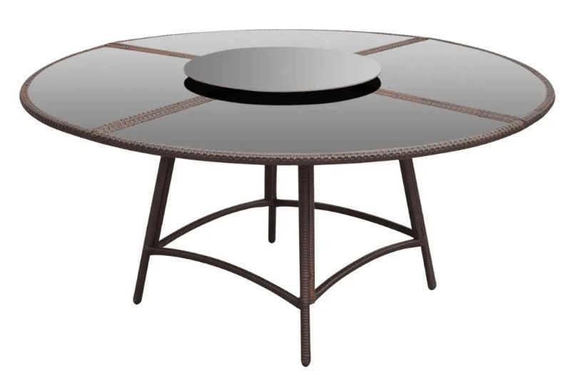 Table ronde et chaises de jardin métal et résine tressée marron Kraft - Photo n°4