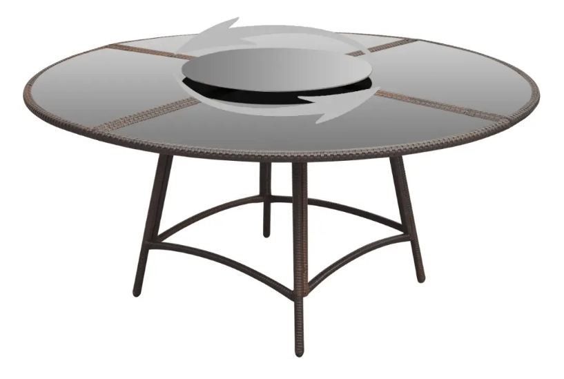 Table ronde et chaises de jardin métal et résine tressée marron Kraft - Photo n°5