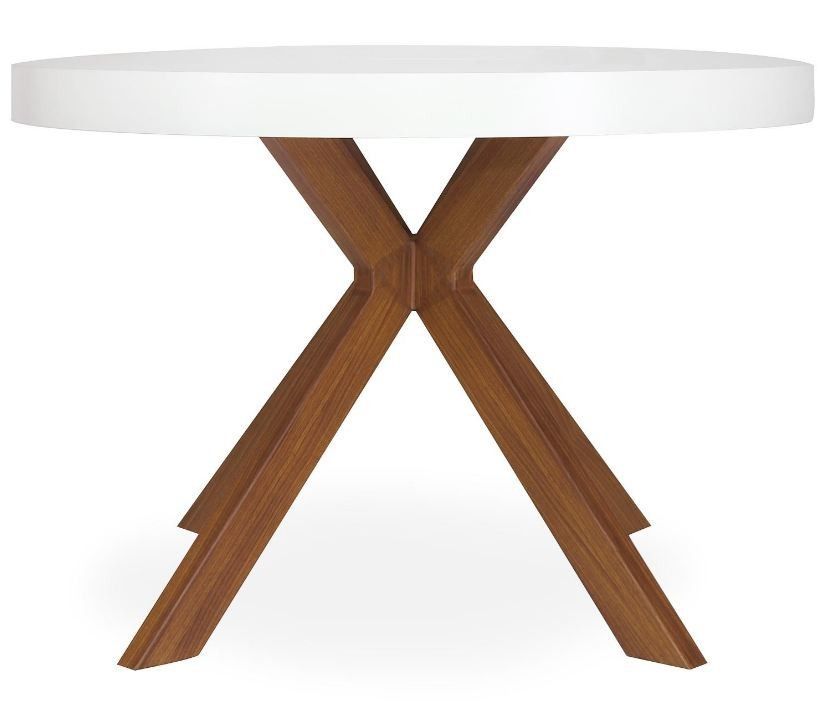 Table ronde extensible bois blanc et pieds métal Marine 110/160/210/260 cm