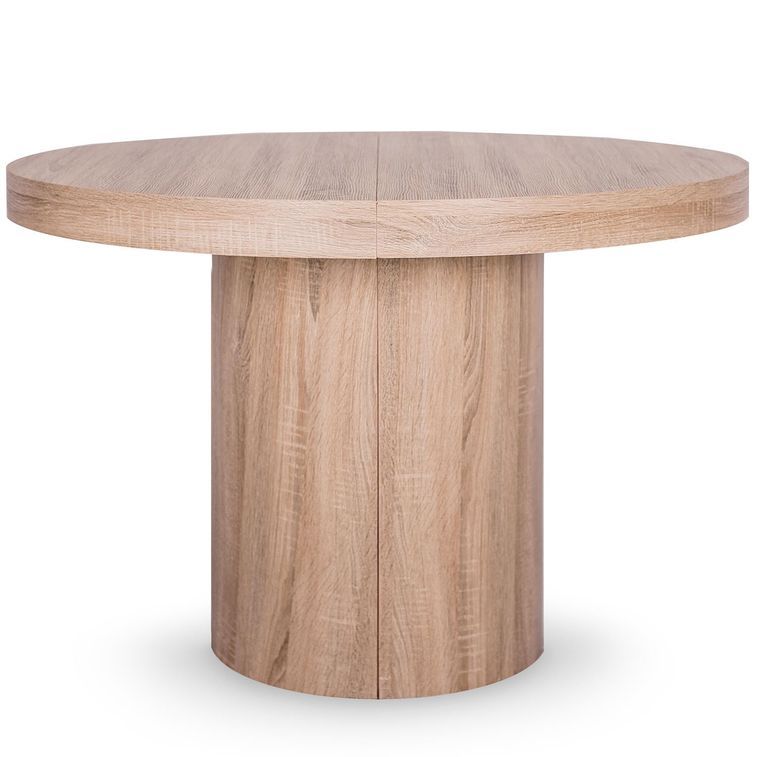 Table ronde extensible bois chêne sonoma Kiassy 110/310 cm - Photo n°1