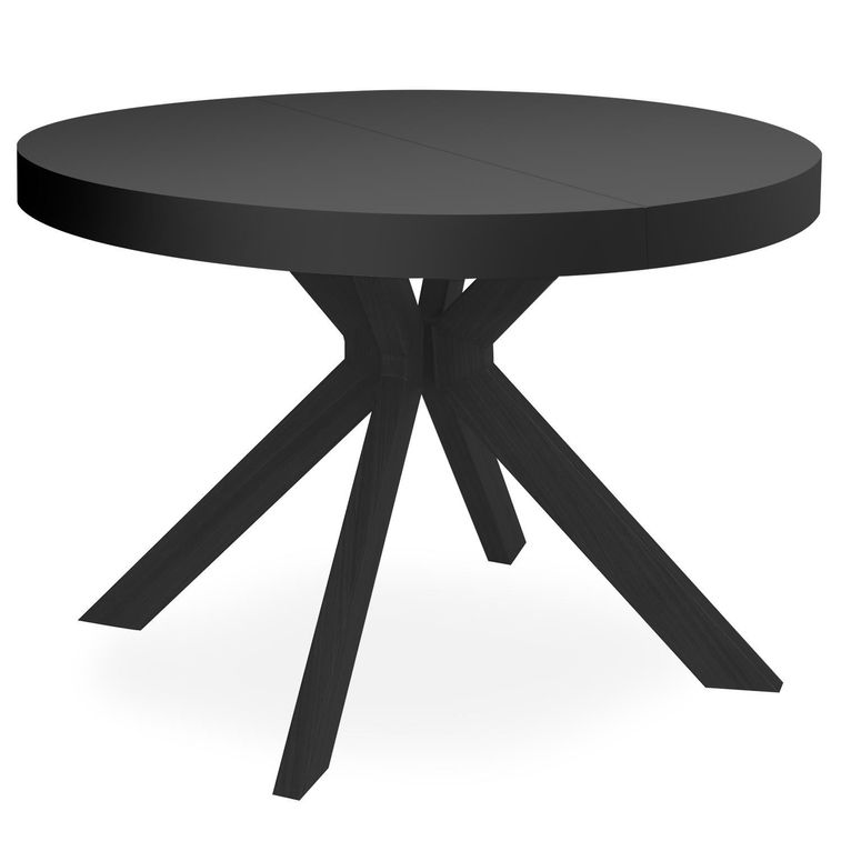 Table ronde extensible bois et pieds métal noir Marine 110/160/210/260 cm - Photo n°1