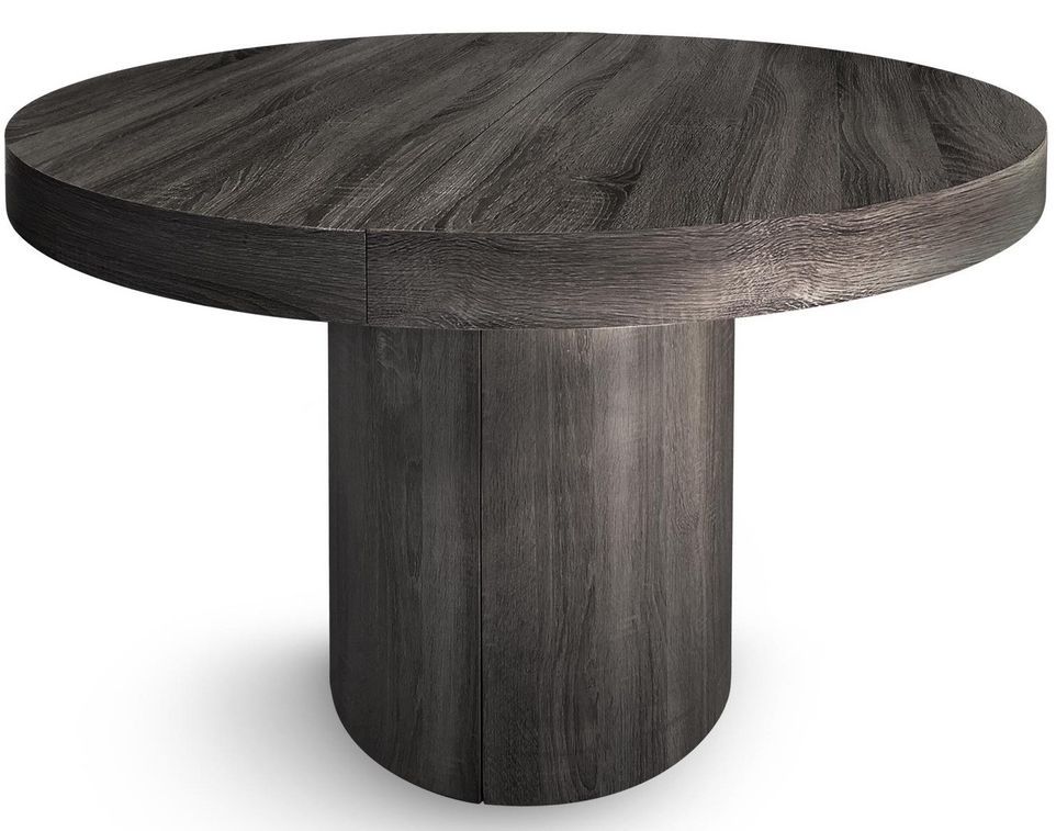 Table ronde à rallonges bois gris foncé Kiassy 110 à 260 cm - Photo n°1