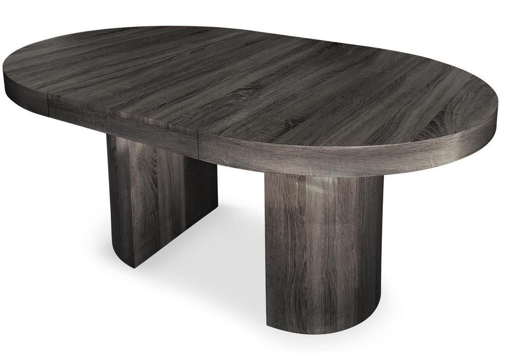 Table ronde à rallonges bois gris foncé Kiassy 110 à 260 cm - Photo n°2