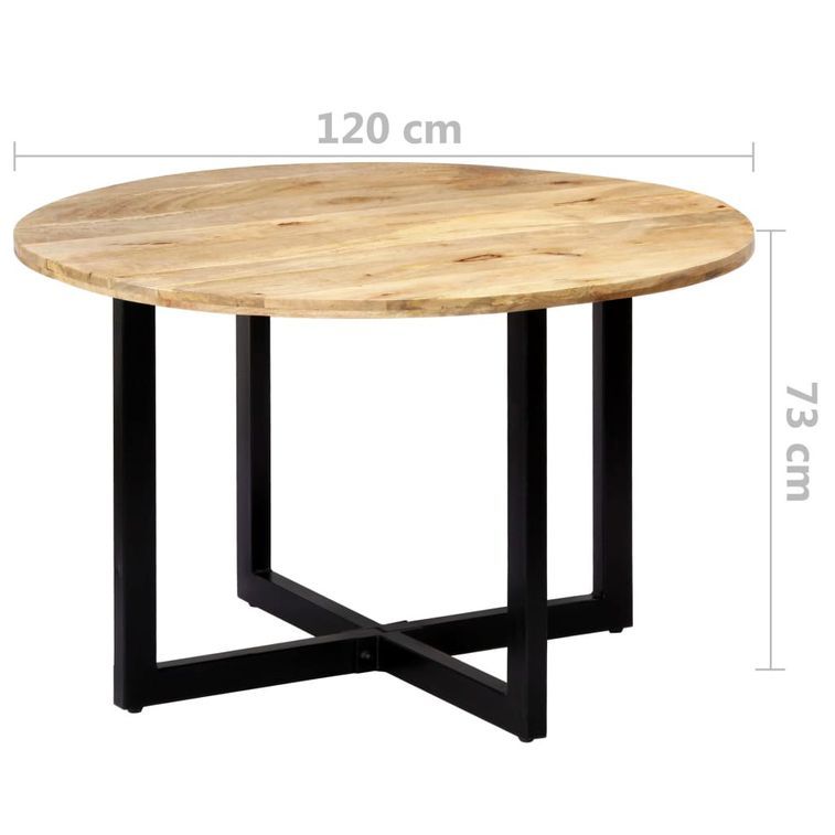 Table ronde industrielle bois de manguier et fer noir Tuly 120 - Photo n°5